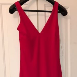 Red Evening Gown, High-Low with ruffles